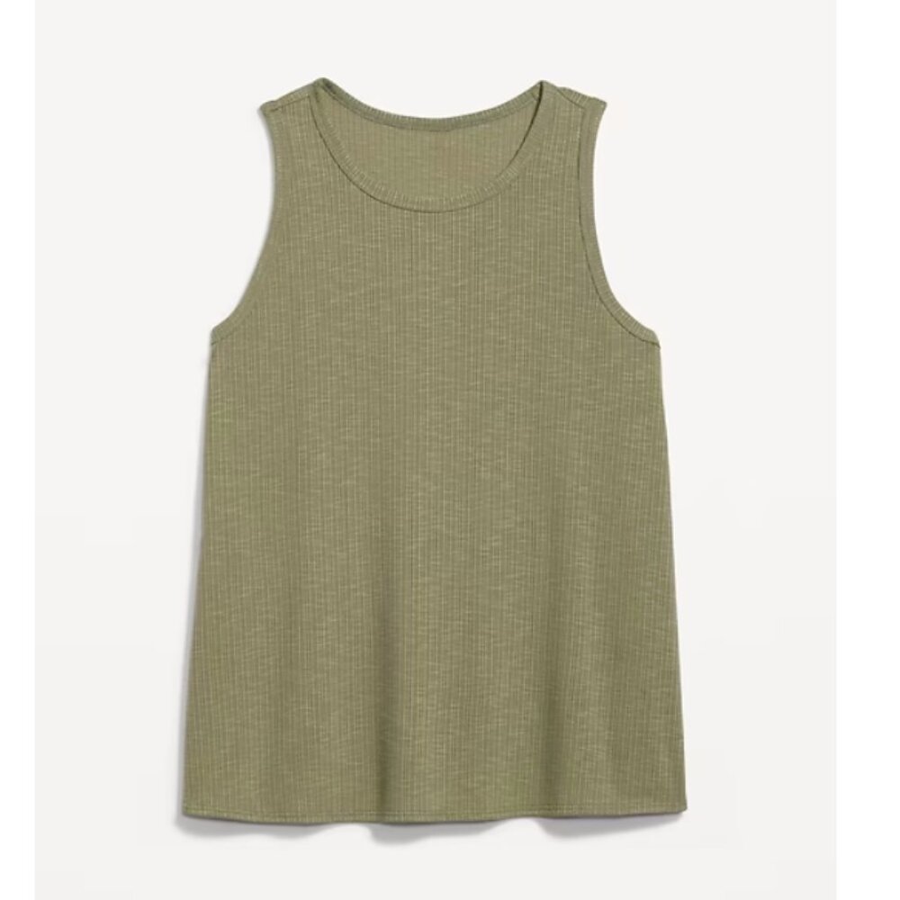Old Navy Luxe Sleeveless Top Ribbed Olive - NWT - Picture 3 of 6
